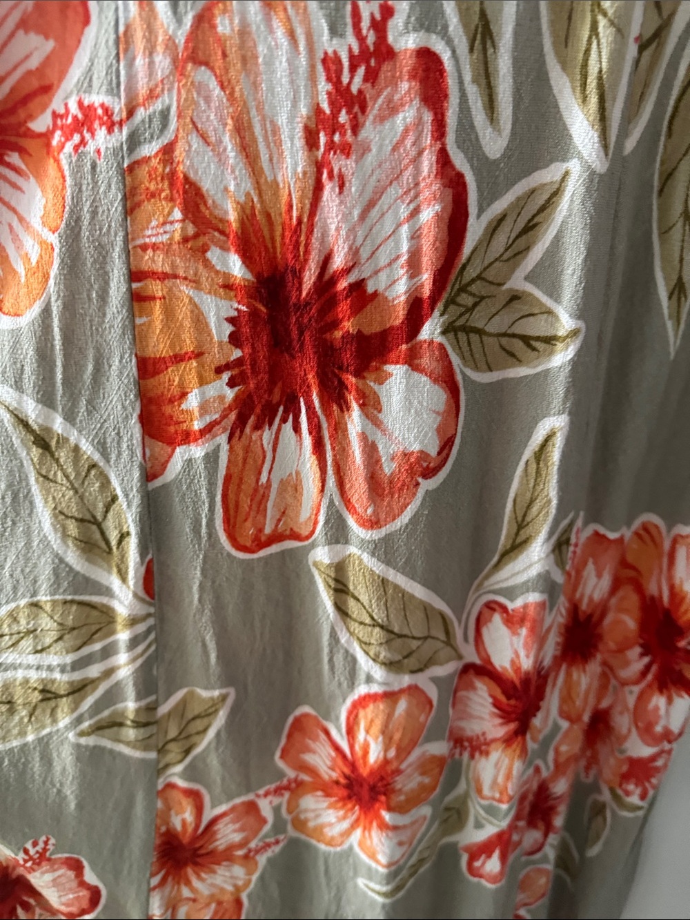 Sleeveless Floral Maxi Dress in Taupe with Orange Blooms - Picture 3 of 6